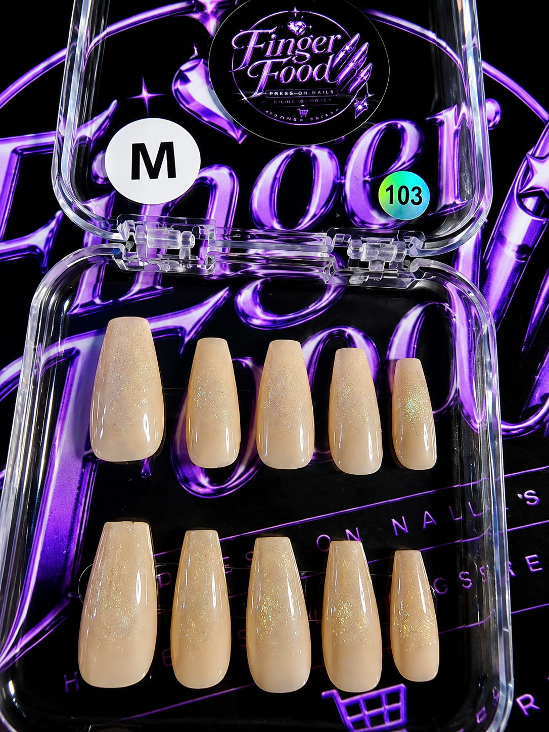 ✨🤍 BARELY BLING #103 – Medium Nude Shimmer Press-On Nails 🤍✨