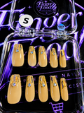 💛💎 GOLDEN TREASURE 107 – Small Nude, Gold & Crystal Press-On Nails 💎💛
