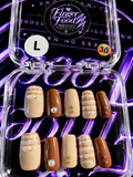 🤎✨ CARAMEL PEARL#30 – Large Nude & Brown Pearl Press-On Nails