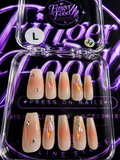 ✨ Golden Aura #34 – Large Nude Holographic Rhinestone Press-On Nails ✨