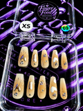 ✨💛 GOLDEN DRIP #69 – Extra Small Nude, Gold & Rhinestone Press-On Nails 💛✨