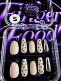 🖤✨ Polka Dot Chic #71 – Small Nude, Black & Chrome Press-On Nails ✨🖤
