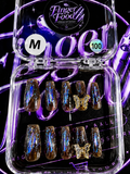 🦋✨ MIDNIGHT BUTTERFLY #100 – Medium Brown & Holographic Press-On Nails