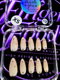 ✨🤍 CHAMPAGNE SPARKLE #112 – Extra Small Nude & Crystal Press-On Nails