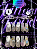 💎✨ HOLOGRAPHIC DRIP #114 – Large Silver &amp; Iridescent Crystal Press-On Nails