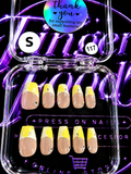 💛✨ LEMON GLOW #117 – Small Nude & Yellow Crystal Press-On Nails
