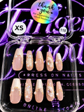 🌸💎 BLUSHING PEARL #118 – Extra Small Pink & Gold Crystal Press-On Nails