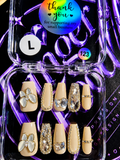 💎🌸 CRYSTAL BLOSSOM #123– Large Nude & Diamond Press-On Nails