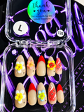 🌺❤️ TROPICAL BLOOM #126 – Large Floral Press-On Nails