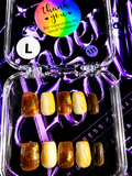 🍯✨ GOLDEN HONEY #131 – Large Amber & Cream Press-On Nails