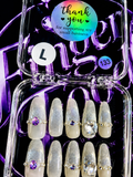 💎❄️ DIAMOND FROST #133 – Large Silver & Crystal Press-On Nails