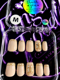 💎✨ GOLDEN PETALS #134 – Medium Nude & Gold Press-On Nails