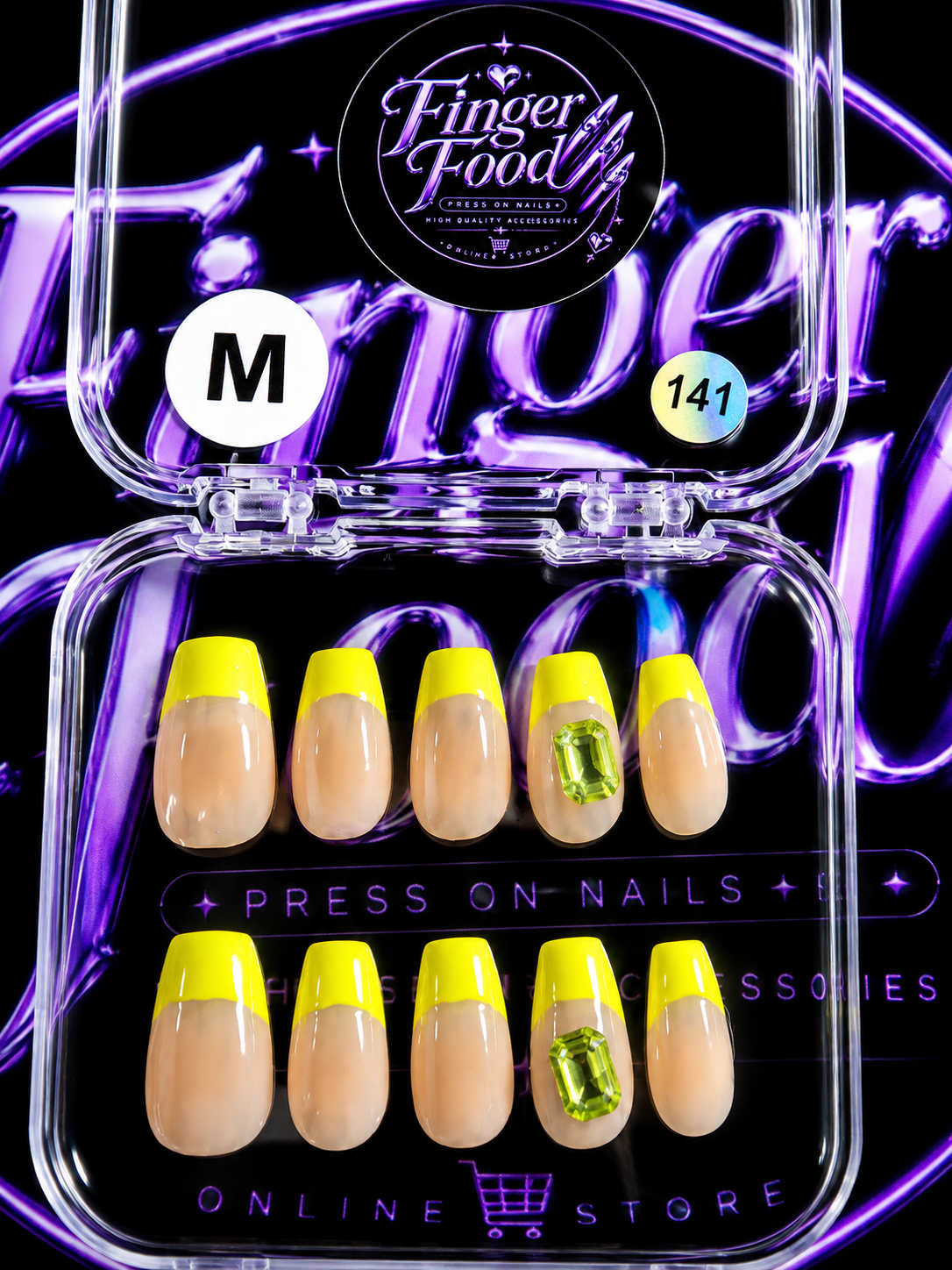 💛💚 LEMON LIME GLAM #141 – Medium Nude & Neon Yellow Press-On Nails