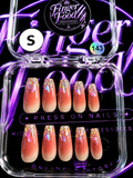 🍑✨ HOLOGRAPHIC SUNSET # 143– Small Peach & Iridescent Foil Press-On Nails