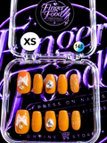 🍊✨ Citrus Butterfly #148 – XS Orange Crystal Press-On Nails