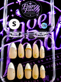 🤍✨ GOLDEN STAR FRENCH #151 – Small Nude & Gold Star Press-On Nails