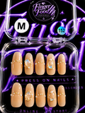 🤍✨ PEARL BUTTERFLY #152 – Medium Nude & Gold Crystal Press-On Nails