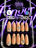 🤎💎 NUDE DIAMOND HEART #156 – Large Nude & Crystal Press-On Nails