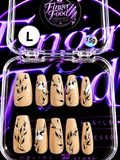 🌿💎 GARDEN JEWELS #159 – Large Nude Botanical & Crystal Press-On Nails