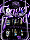 🖤💙 MIDNIGHT MYSTIQUE #160 – Small Black, Blue & Gold Statement Press-On Nails