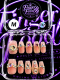 💎✨ Golden Glamour #167 – Medium Nude Crystal Press-On Nails