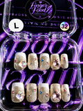 💎✨ CHAMPAGNE JEWELS #32 – Large Glitter & Crystal Press-On Nails