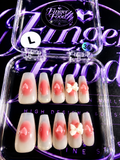 💕🎀 SWEETHEART BLUSH #36 – Large Pink Heart & Bow Press-On Nails 🎀💕