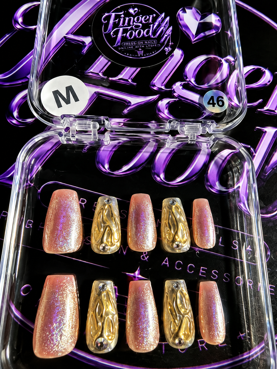 ✨💛 GOLDEN GLOW#46 – Medium Rose Gold & Metallic Press-On Nails 💛✨