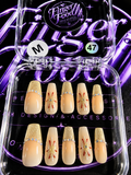 ✨☀️ GOLDEN SUNBURST#47 – Medium Nude & Gold Rhinestone Press-On Nails ☀️✨