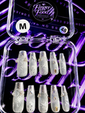 🤍✨ FROZEN BLOSSOM #48 – Medium Silver & Pearl Press-On Nails