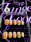 🌷✨ Peach Blossom #67 – Small Floral Rhinestone Press-On Nails ✨🌷