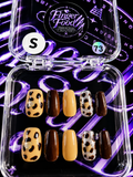 🐆✨ GOLDEN LEOPARD #73 – Small Brown & Gold Animal Print Press-On Nails