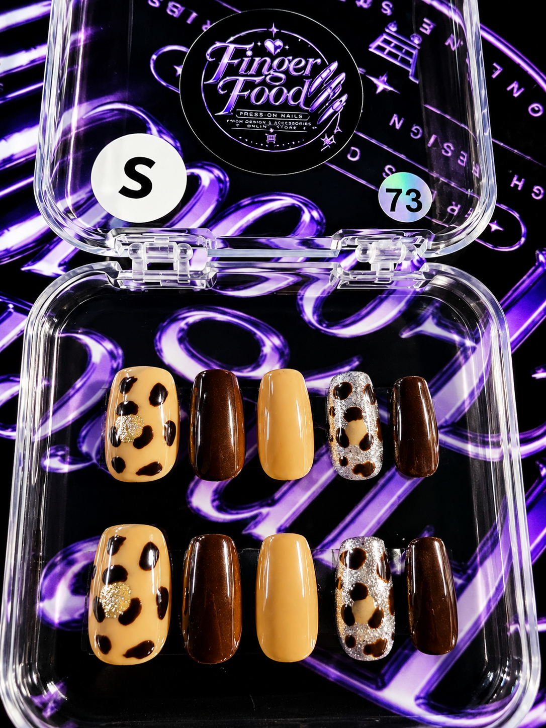 🐆✨ GOLDEN LEOPARD #73 – Small Brown & Gold Animal Print Press-On Nails