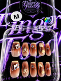 🤎✨ CARAMEL CHARMS #89 – Medium Brown & Cream Press-On Nails