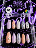 💜✨ LAVENDER STARLIGHT #90 – Medium Pastel & Silver Press-On Nails