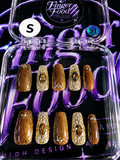 🤎👑 BRONZE ROYALTY #91– Small Bronze, Gold & Crystal Press-On Nails 👑🤎
