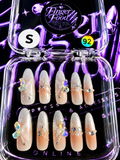 🦋💎 CRYSTAL BUTTERFLY #92 – Small Nude & Silver Sparkle Press-On Nails 💎🦋