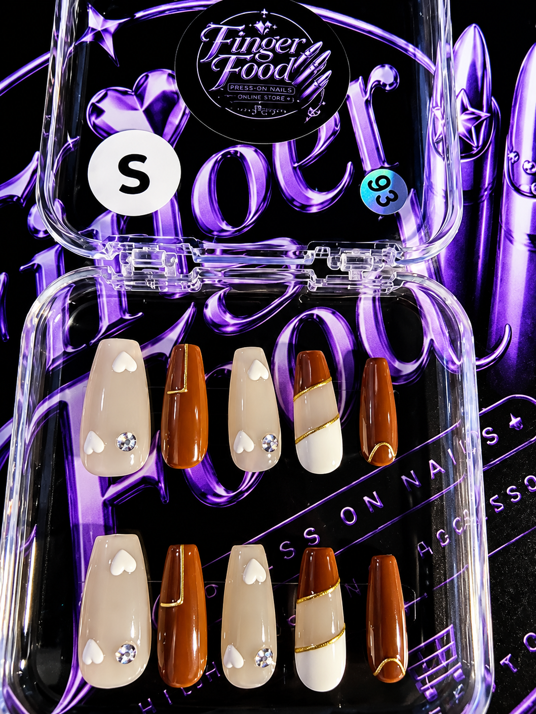 🤎🤍 CARAMEL HEARTS #93 – Small Nude & Caramel Press-On Nails 🤍🤎