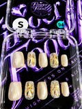 💎✨ GOLDEN ICE #94 – Small Champagne & Crystal Press-On Nails ✨💎