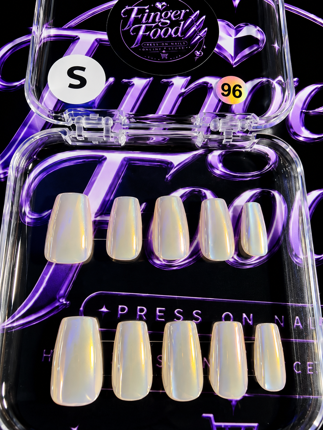 🤍✨ PEARL GLOW #96 – Small Iridescent Pearl Press-On Nails ✨🤍